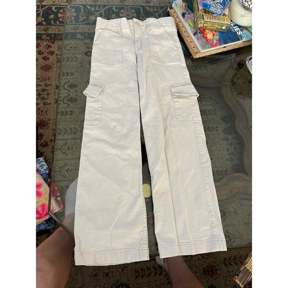 Abercrombie Kids Girls' Cream High Rise Wide Leg Cargo Pants Size 8 - Picture 3 of 7